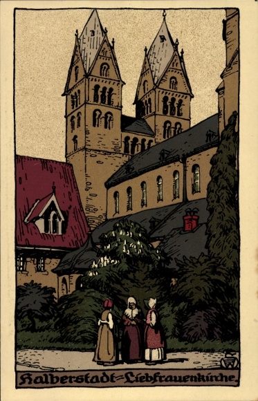 Steindruck Ak Halberstadt am Harz, Liebfrauenkirche
