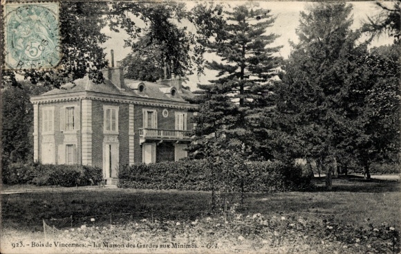 Ak Paris XII Bois de Vincennes, La Maison des Gardes aux Minimes, historische Villa, parkähnli...