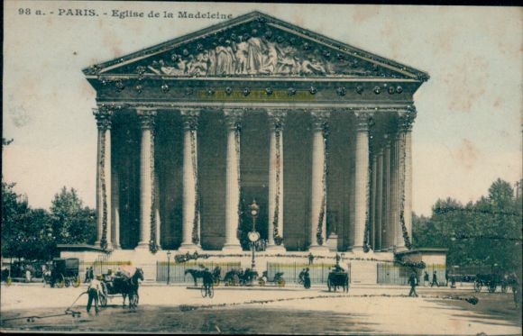 Glitzer CPA Paris VIII, Eglise de la Madeleine