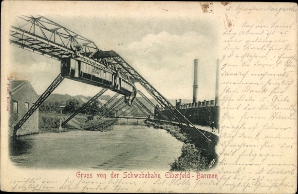 Ak Elberfeld Barmen Wuppertal, Schwebebahnen