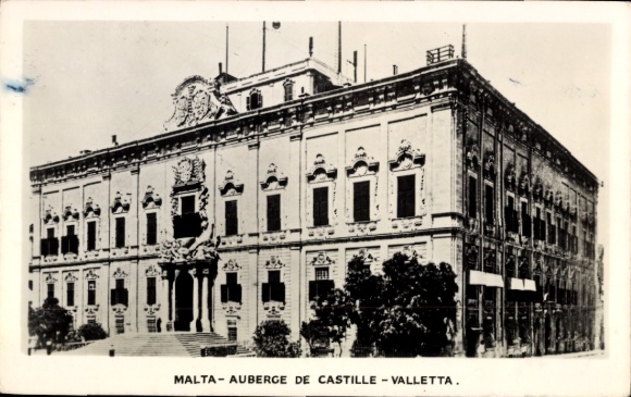 Ak Valletta Malta, Auberge de Castille,  Malta,  Architektur