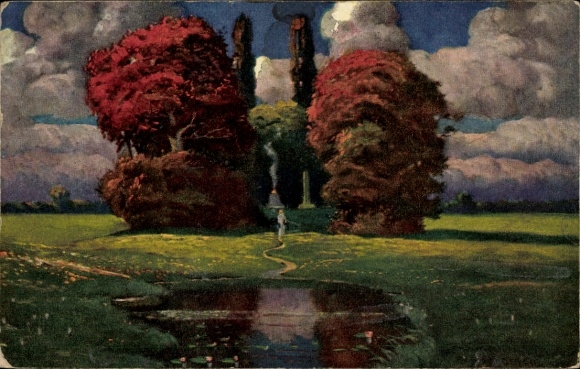 Künstler Ak Eduard Rüdisühli? Hain, Landschaftsmotiv