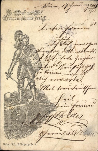 Litho In Wort und That, Treu, deutsch und frei, Ritter, Tafelrunde