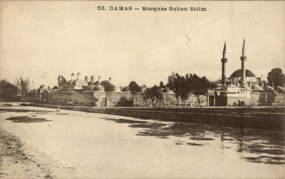 Ak Damas Damaskus Syrien,  Moschee Sultan Selim, Fluss, Bäume,  Architektur