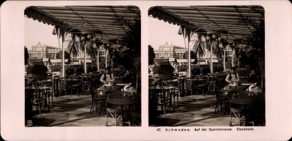 Stereo Foto Stockholm Schweden, Opernterrasse