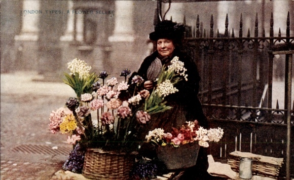 Ak London England, A flower Seller