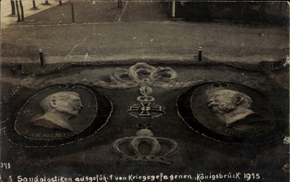 Foto Ak Königsbrück in der Oberlausitz, Sandplastiken ausgeführt von Kriegsgefangenen 1915