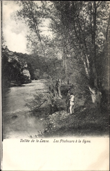 Ak Vallee de la Lesse Belgien, Les Pecheurs a la ligne