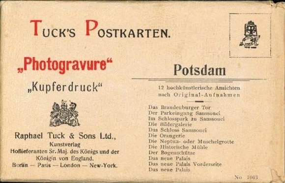 6 Künstler AK im Umschlag Potsdam, Photogravure