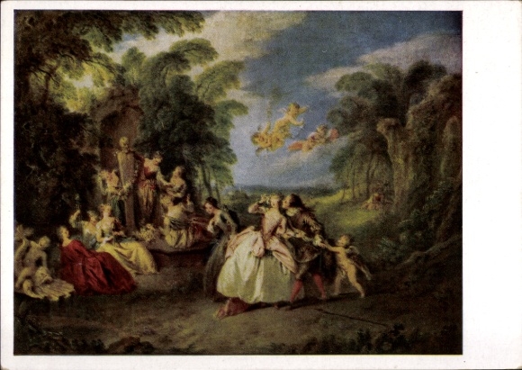 Künstler Ak Pater, Jean Baptiste Francois, Blinde-Kuh-Spiel, Bruckmanns Bildkarte 126