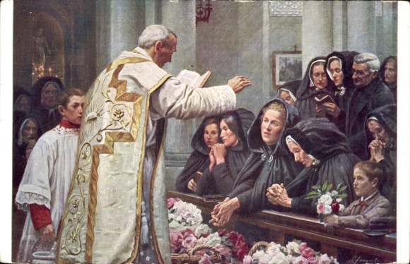 Künstler Ak Jacquet, H., Blumeneinsegnung in den Flandern