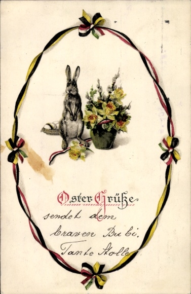 Ak Glückwunsch Ostern, Osterhase, Narzissen