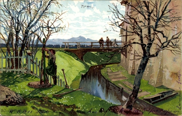 Künstler Ak Diemer, Zeno, April, Allegorie