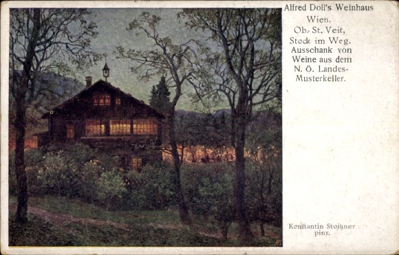 Ak Wien 13 Hietzing Ober Sankt Veit, Alfred Doll's Weinhaus,  Ob. St. Veit, Ausschank von Weinen,