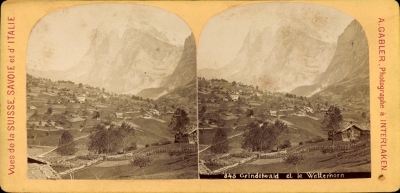 Stereo Foto Grindelwald Kanton Bern, Gesamtansicht, Wetterhorn