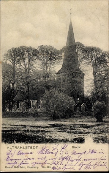 Ak Hamburg Wandsbek Rahlstedt Altrahlstedt, Kirche, Bäume, ein Haus