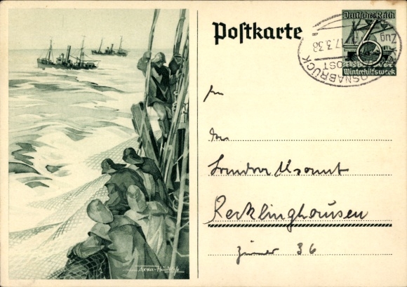 Ganzsachen Ak Axster Heudtlaß, Fischer auf Hochsee, Fangboote