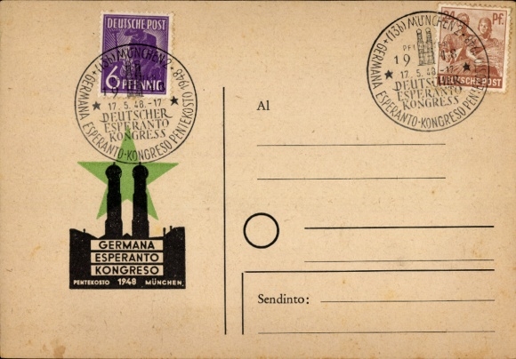 Ak München, Germana Esperanto Kongreso, Deutscher Esperanto Kongress, Pfingsten 1948