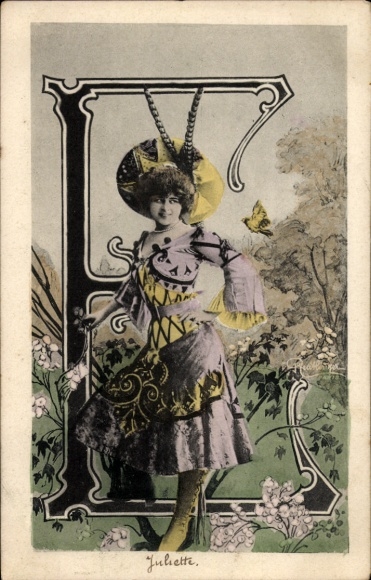 Buchstaben Ak Buchstabe E, Frau-Porträt