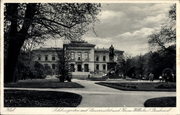 Ak Kiel, Schlossgarten, Universität, Kaiser Wilhelm Denkmal, Kiel