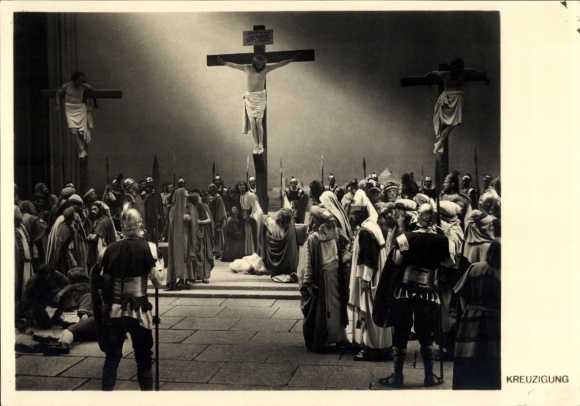 Ak Oberammergau in Oberbayern, Passionsspiele 1934, Theaterszene, Kreuzigung