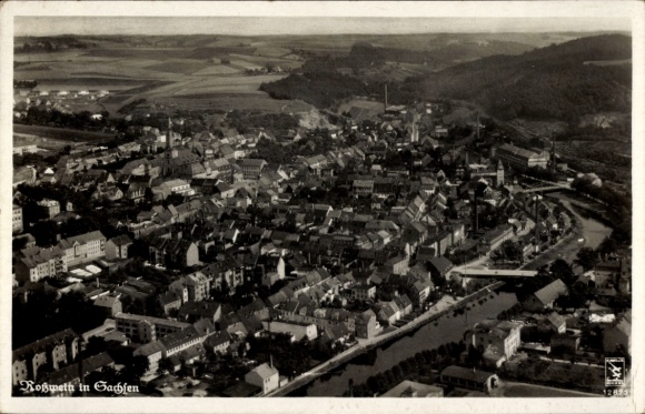 Ak Roßwein in Sachsen, Fliegeraufnahme