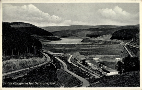 Ak Osterode am Harz, Söse-Talsperre, Landschaft, Wasser, Berge, Wald