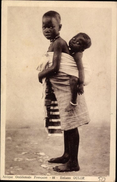Ak Dakar, Afrique Occidentale Francaise, Enfants Oulof, Kind mit Baby