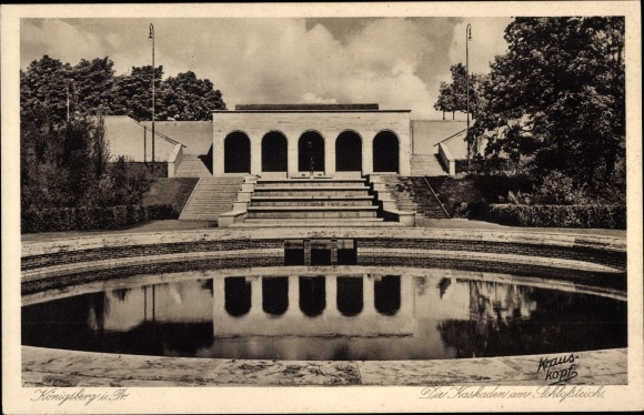 Ak Kaliningrad Königsberg Ostpreußen, Die Kaskaden am Schlossteich