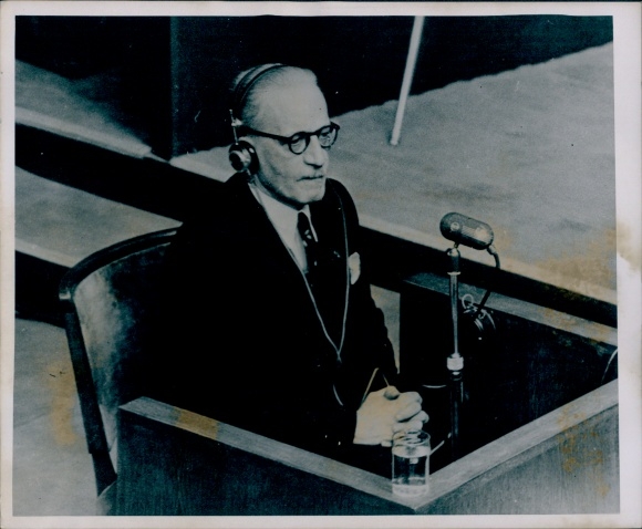 Foto Nürnberger Prozess 1946, Prof. Leon van der Essen, Zeuge der französischen Anklagevertretung