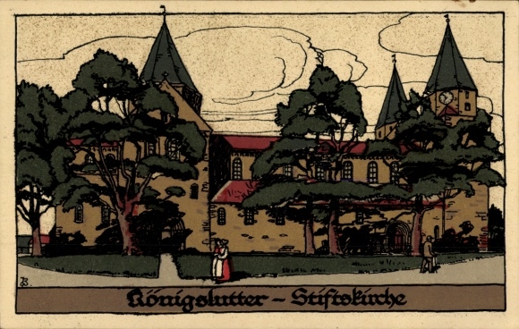 Steindruck Ak Königslutter am Elm, Stiftskirche