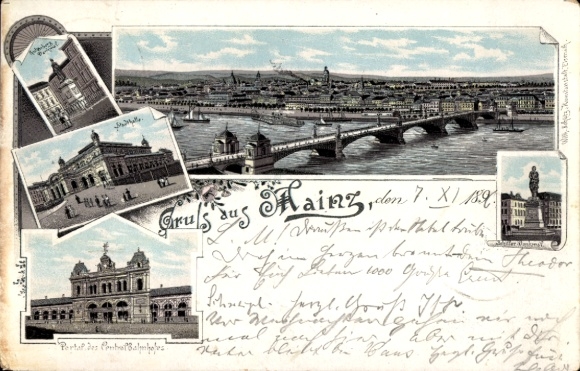 Vorläufer Litho Mainz am Rhein, Gutenberg Denkmal, 1894