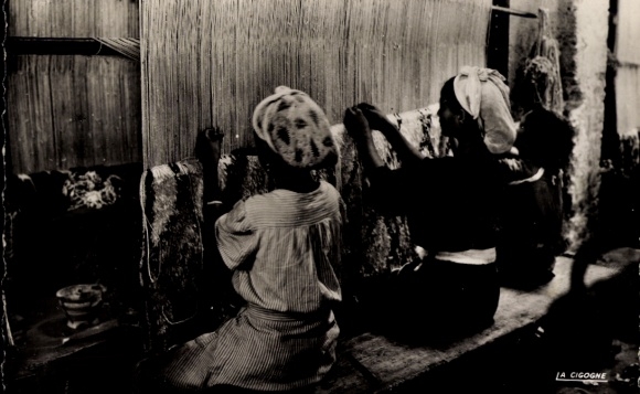 Ak Marokko, Teppichweberei