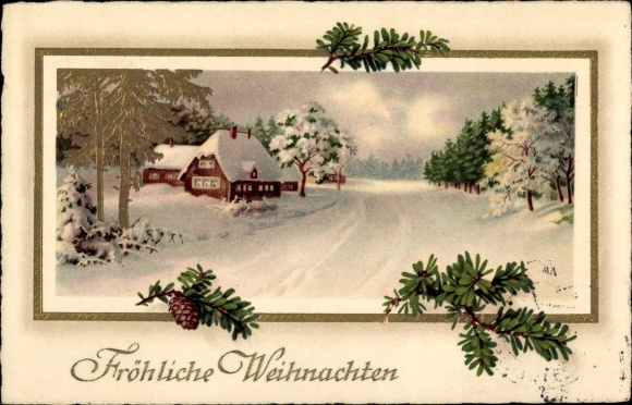 Ak Glückwunsch Weihnachten, Winterlandschaft