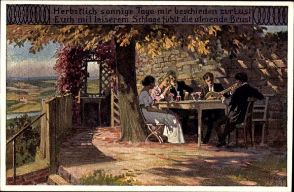 Künstler Ak Hey, Paul, Herbst, Nr. 1, Partie im Gasthaus