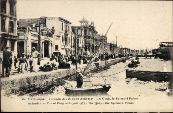 Ak Saloniki Thessaloniki Griechenland, Brand 1917, Splendid Palace