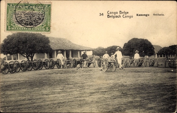 Ganzsachen Ak Kasongo Belgisch Kongo DR Kongo Zaire, Artillerie