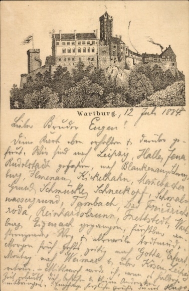 Vorläufer Ganzsachen Litho Lutherstadt Eisenach in Thüringen, Wartburg, GS D.R. PP 6 F 154