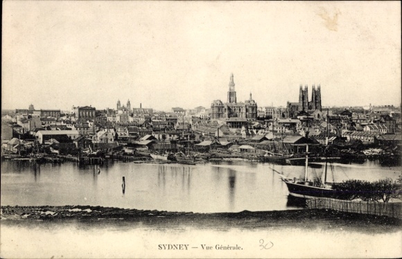 Ak Sydney Australien, Panorama von  Hafen, Schiffe, Stadtansicht