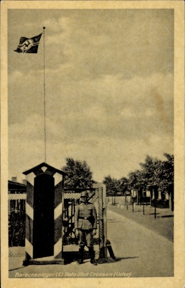 Ak Krosno Odrzańskie Crossen an der Oder Ostbrandenburg, Barackenlager, Bataillon, Wehrmacht