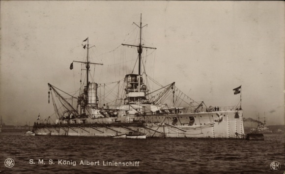 Ak Deutsches Kriegsschiff, SMS König Albert, Linienschiff, Kaiserliche Marine