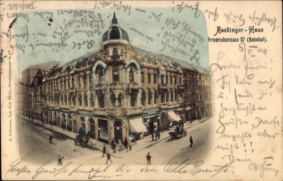 Ak Berlin Mitte, Friedrichstraße 97, Aschinger-Haus, Bahnhof