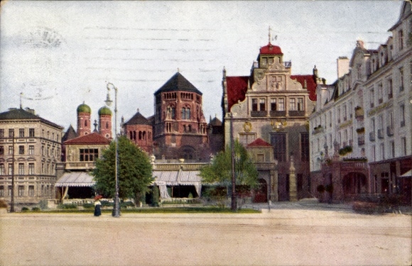Judaika Ak München, Hotel Leinefeldern, Künstlerhaus, Synagoge, Novitas 543 2