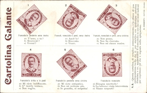Briefmarken Ak Cartolina Galante, Briefmarkensprache, Poste Italiane