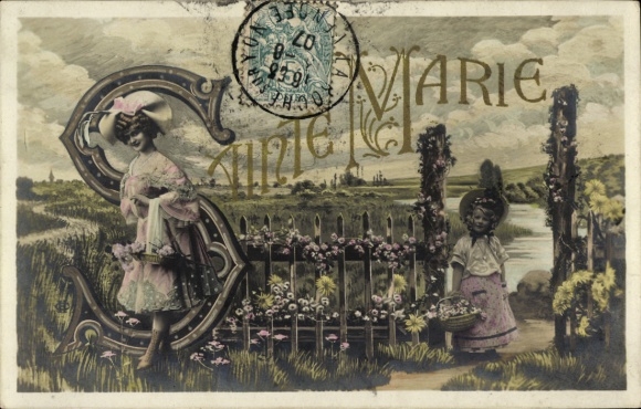 Buchstaben Ak Vorname Sainte Marie, Frauenportrait