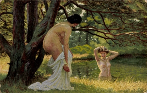 Künstler Ak Pletschmann, M., Badeszene