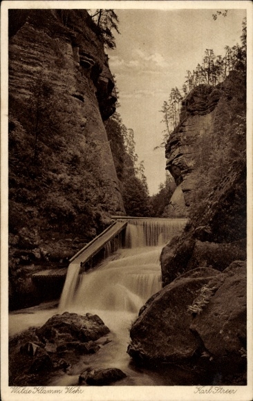 Ak Elbsandsteingebirge, Wilde Klamm Wehr