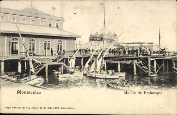Ak Montevideo Uruguay, Hafenansicht, Schiffe, Muelle de Embarque, Montevideo
