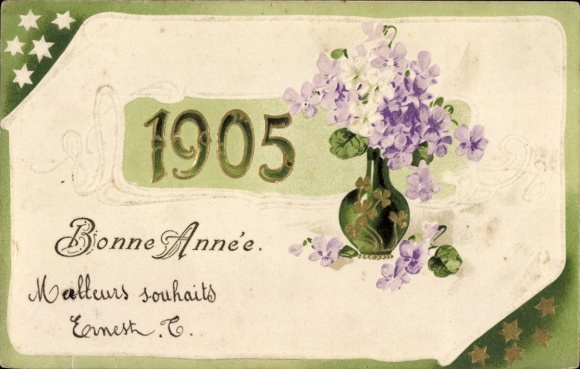 Präge Ak Glückwunsch Neujahr, Jahreszahl 1905