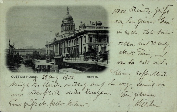 Mondschein Ak Dublin Irland, Custom House